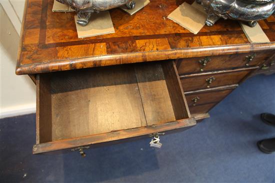 An early 18th century crossbanded burr walnut and mulberry chest, W.3ft 1.5in. D.1ft 9.5in H.3ft